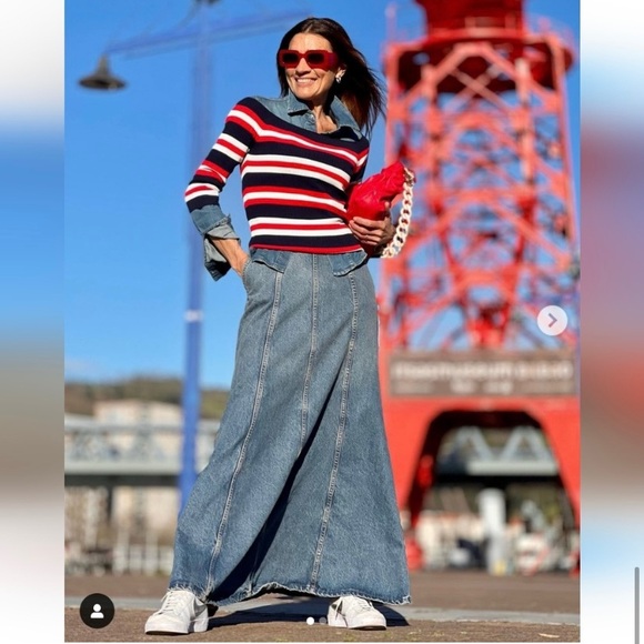 NWT ZARA ZW LONG DENIM SKIRT - Picture 6 of 15